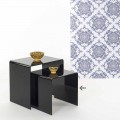 Modern design black coffee table 40x40 cm Terry Small, made in Italy