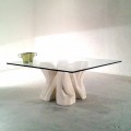 Squared natural stone coffee table with crystal top Kos, modern design