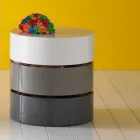 Round Coffee Table with Swivel Shelves and Containers in MDF - Pitty Viadurini