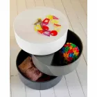 Round Coffee Table with Swivel Shelves and Containers in MDF - Pitty Viadurini