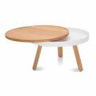 Round Design Coffee Table in Solid Wood and Metal - Salerno Viadurini
