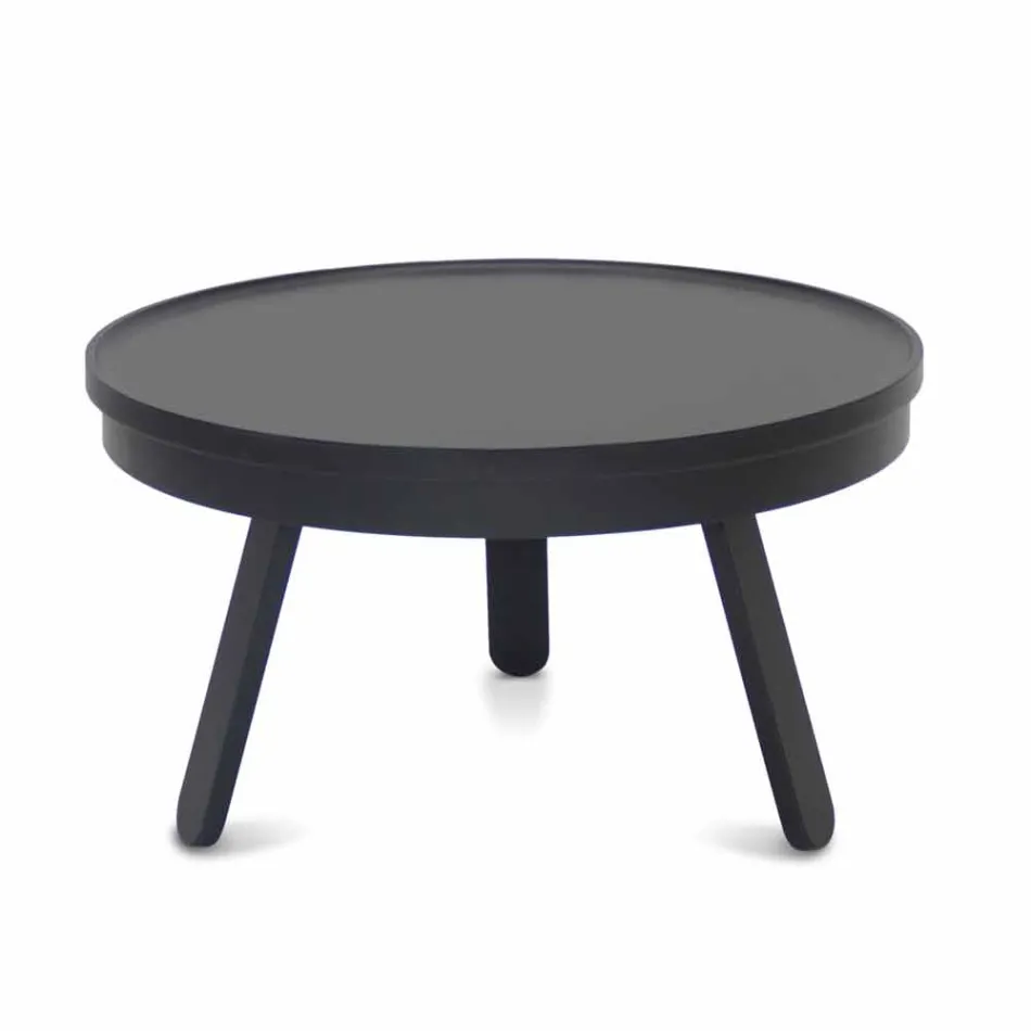 Round Design Coffee Table in Solid Wood and Metal - Salerno Viadurini