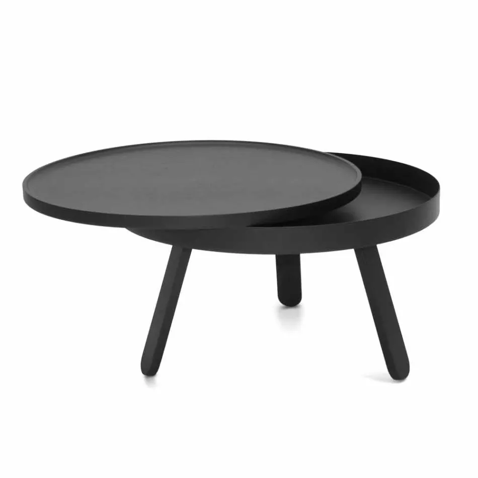 Round Design Coffee Table in Solid Wood and Metal - Salerno Viadurini