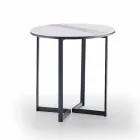 Round Coffee Table in Gres and Modern Metal Made in Italy - Albert Viadurini