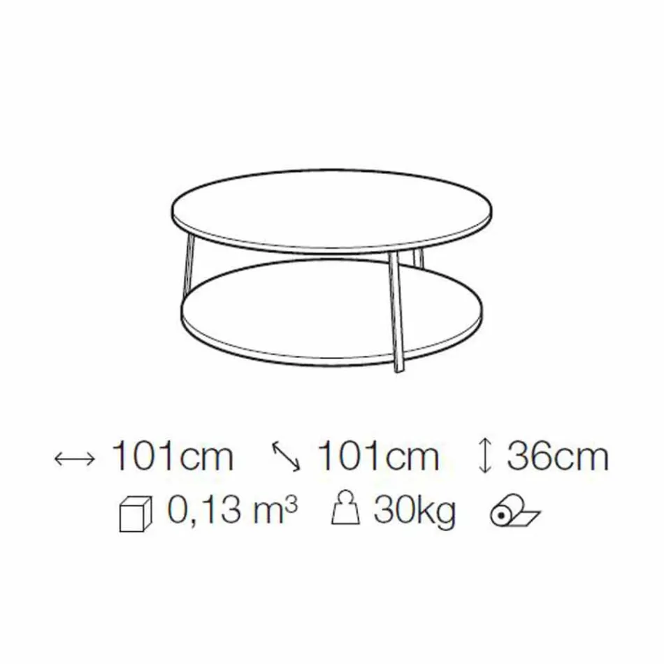 Round Coffee Table in Mdf with Metal Structure Made in Italy - Aloe Viadurini
