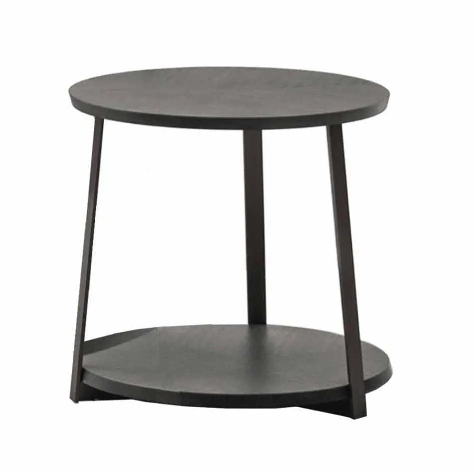 Round Coffee Table in Mdf with Metal Structure Made in Italy - Aloe Viadurini