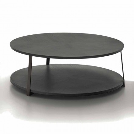 Round Coffee Table in Mdf with Metal Structure Made in Italy - Aloe Viadurini