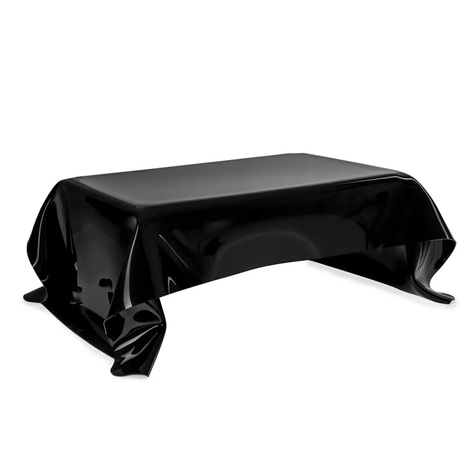 Melia Black Draped Plexiglass Designer Coffee Table Made in Italy Viadurini