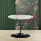 Eero Saarinen Coffee Table H 39 with Gold Caracatta Marble Top Made in Italy - Scarlet Viadurini