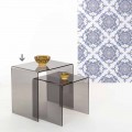 Modern design fumé side table 50x50 cm Terry Big, made in Italy