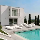 Garden Coffee Table with Round Top in Polyethylene Made in Italy - Tibaldo Viadurini