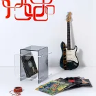 Contemporary table with 3 shelves smoked and transparent Gosto made in Italy Viadurini