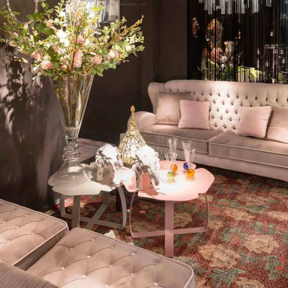 contemporary metal coffee table laser cut flower shape Andy Viadurini