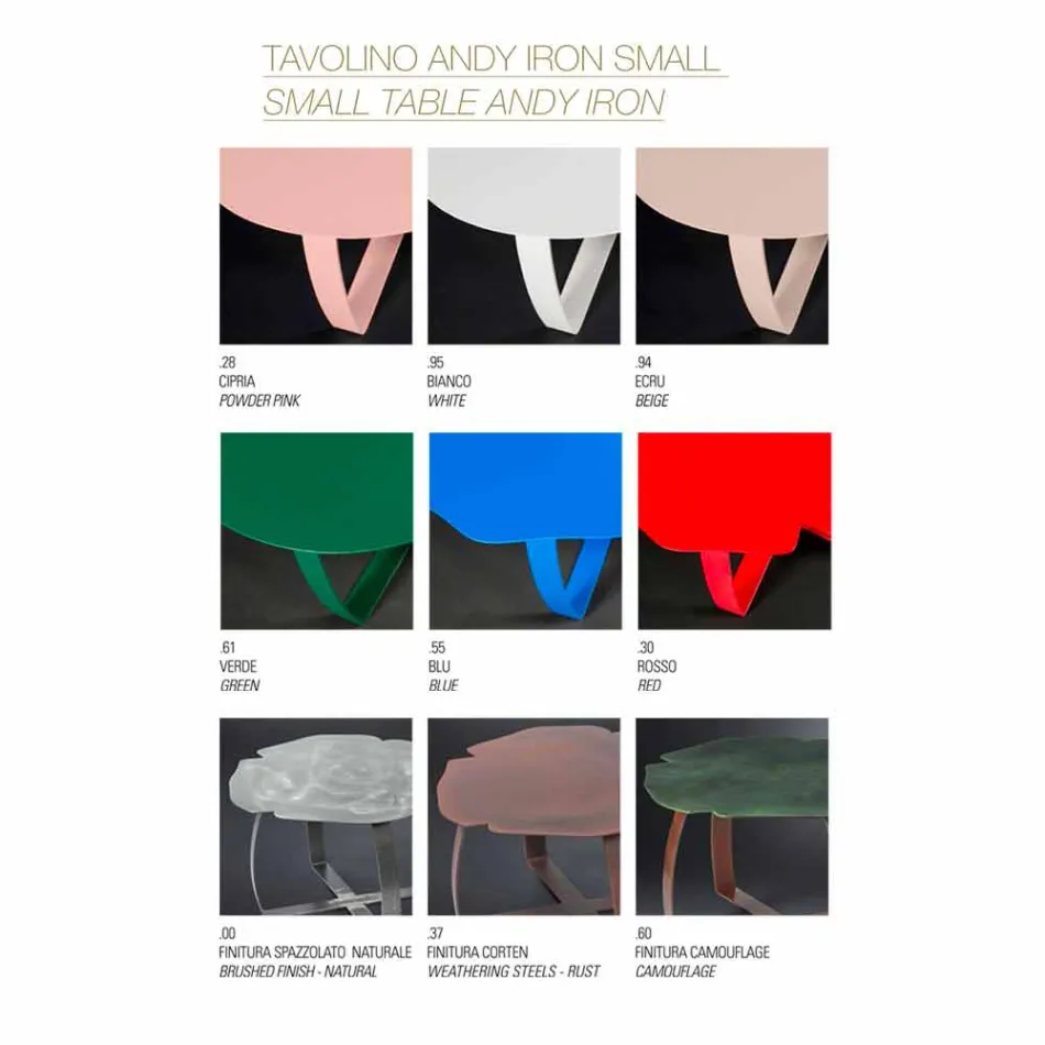 contemporary metal coffee table laser cut flower shape Andy Viadurini