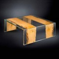 Glass and wood square coffee table Venezia