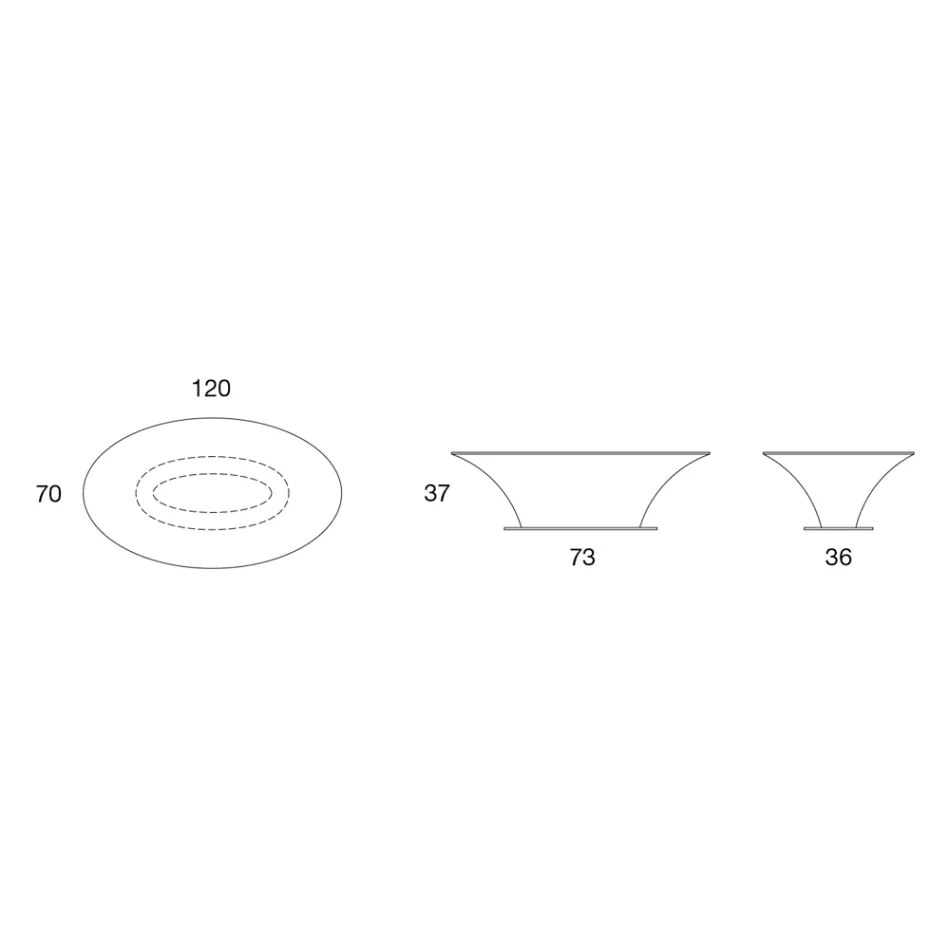 Boat Design Oval Coffee Table Metal and Etched Glass - Embarkation Viadurini
