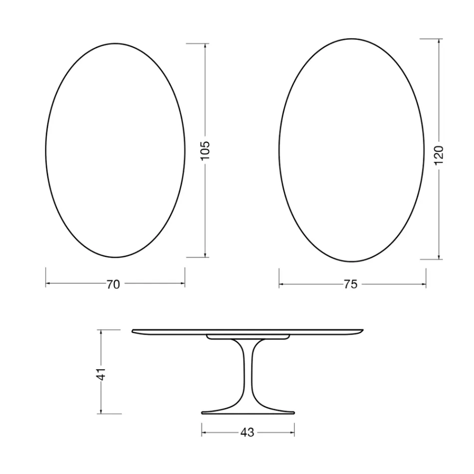Saarinen Tulip Oval Coffee Table H 41 cm in Florim Calacatta Gold Matt Ceramic - Scarlet Viadurini