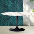 Saarinen Tulip Oval Coffee Table H 41 cm in Glossy Statuario Florim Ceramic - Scarlet