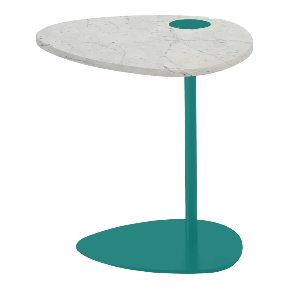 Coffee Table for Living Room in Metal and Marquinia Marble, Luxury Design - Yassine Viadurini