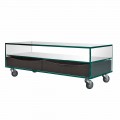 Rectangular Coffee Table in Extraclear Glass with Drawers Made in Italy - Ganzo