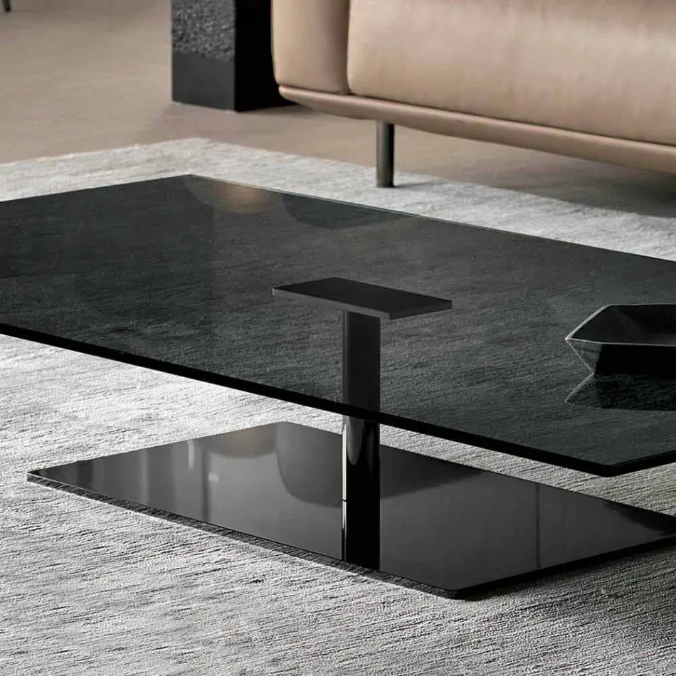 Rectangular Coffee Table for the Living Room in Extra-clear or Smoked Glass - Giovannino Viadurini