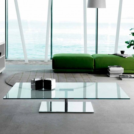 Rectangular Coffee Table for the Living Room in Extra-clear or Smoked Glass - Giovannino Viadurini