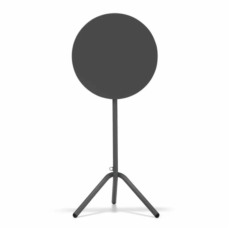 Round High Outdoor Table in Metal and Sheet Made in Italy - Baldric Viadurini