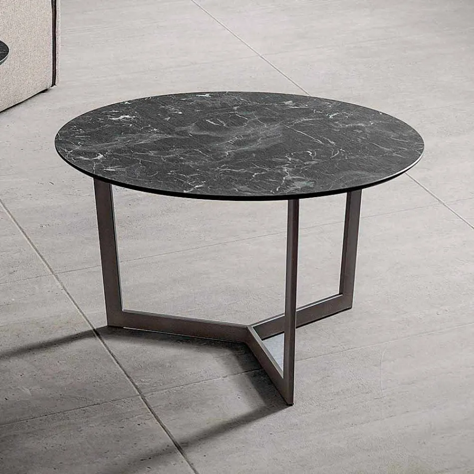 Round Coffee Table with Hpl Top Made in Italy - Mina Viadurini