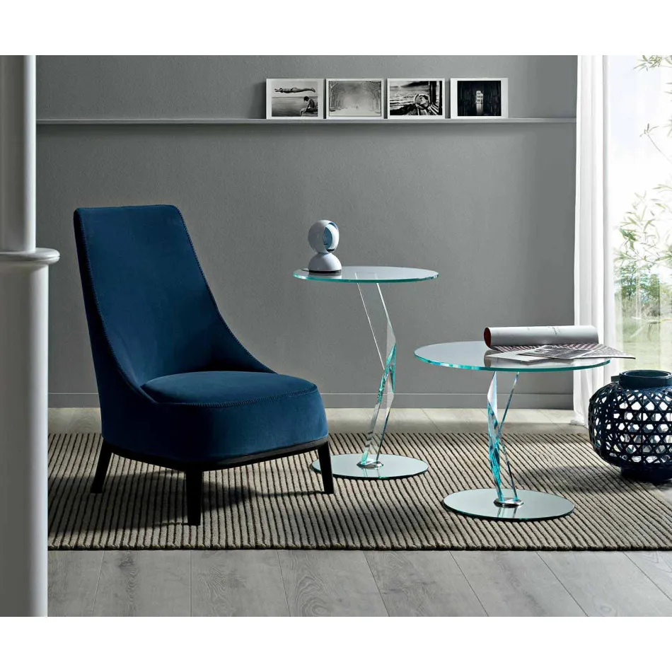 Round design coffee table in extra-clear glass made in Italy - Akka Viadurini