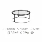 Round Metal Coffee Table with Glass Top Made in Italy - George Viadurini