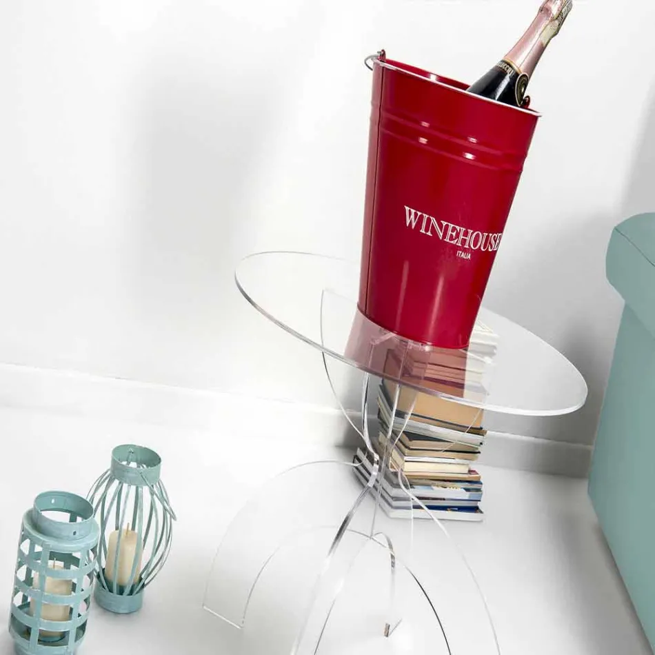 Round design coffee table, in transparent PMMA Laives Viadurini