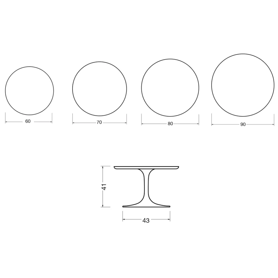 Saarinen Tulip Round Coffee Table H 41 cm in Florim Statuario Matte Ceramic - Scarlet Viadurini