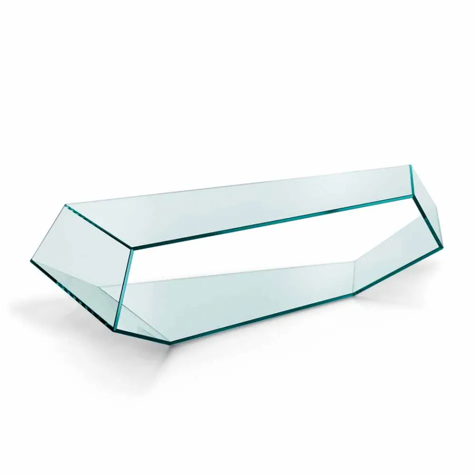 Shaped Coffee Table in Extralight or Smoked Glass Made in Italy - Neok Viadurini