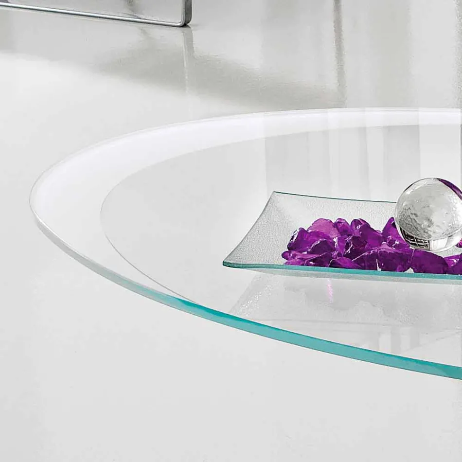 Coffee Table with Glass Top with Made in Italy Screen Printing - Campari Viadurini