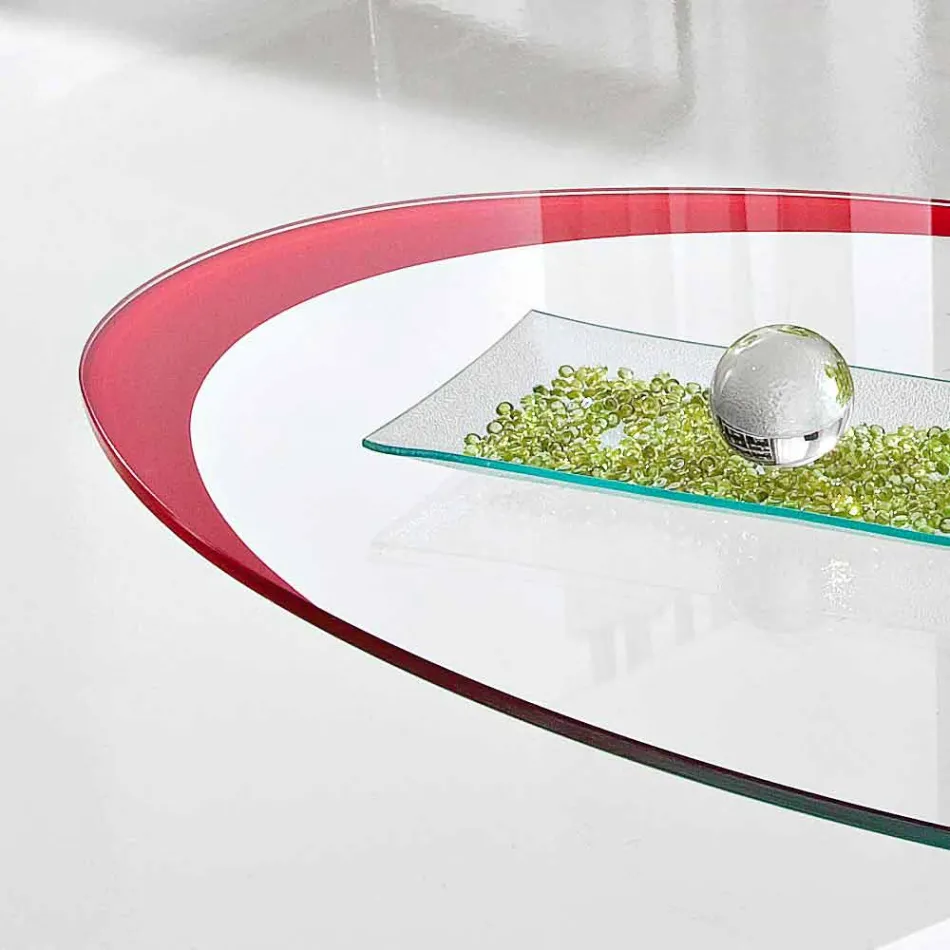 Coffee Table with Glass Top with Made in Italy Screen Printing - Campari Viadurini