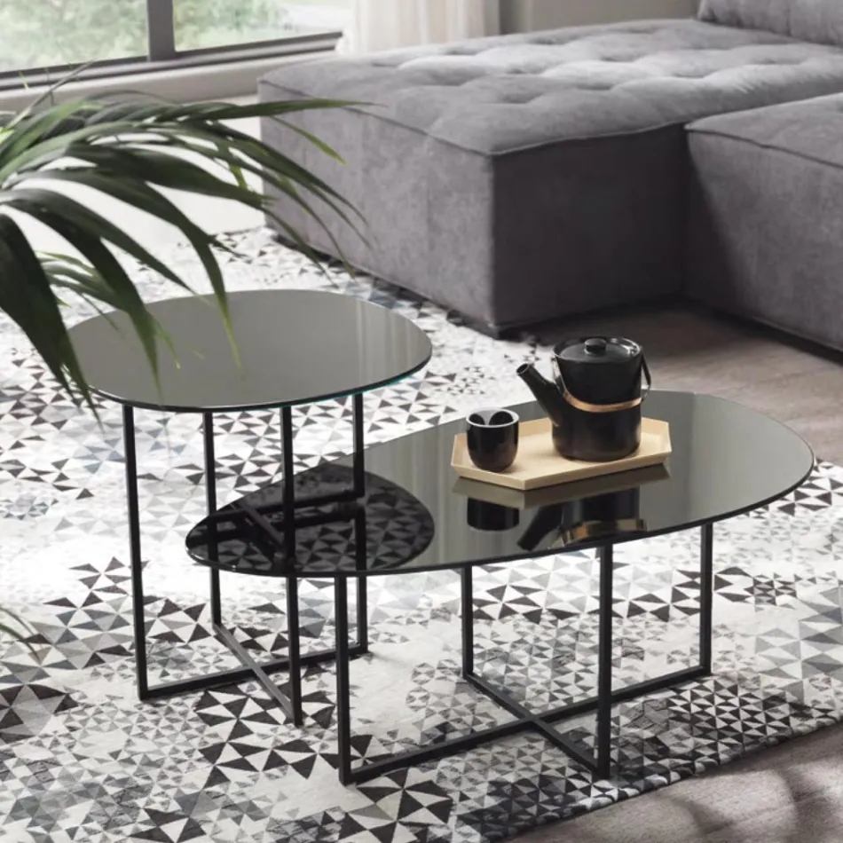 Coffee Table with Mirror Effect Glass Top Made in Italy - Sedona Viadurini