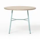 Coffee Table with Round Solid Wood Top Made in Italy - Makino Viadurini