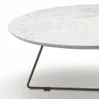 Coffee Table with Round Marble Top and Metal Base Made in Italy - Gin Viadurini