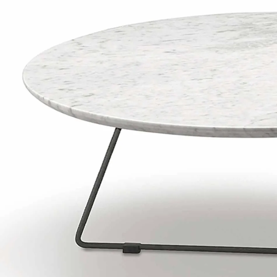 Coffee Table with Round Marble Top and Metal Base Made in Italy - Gin Viadurini