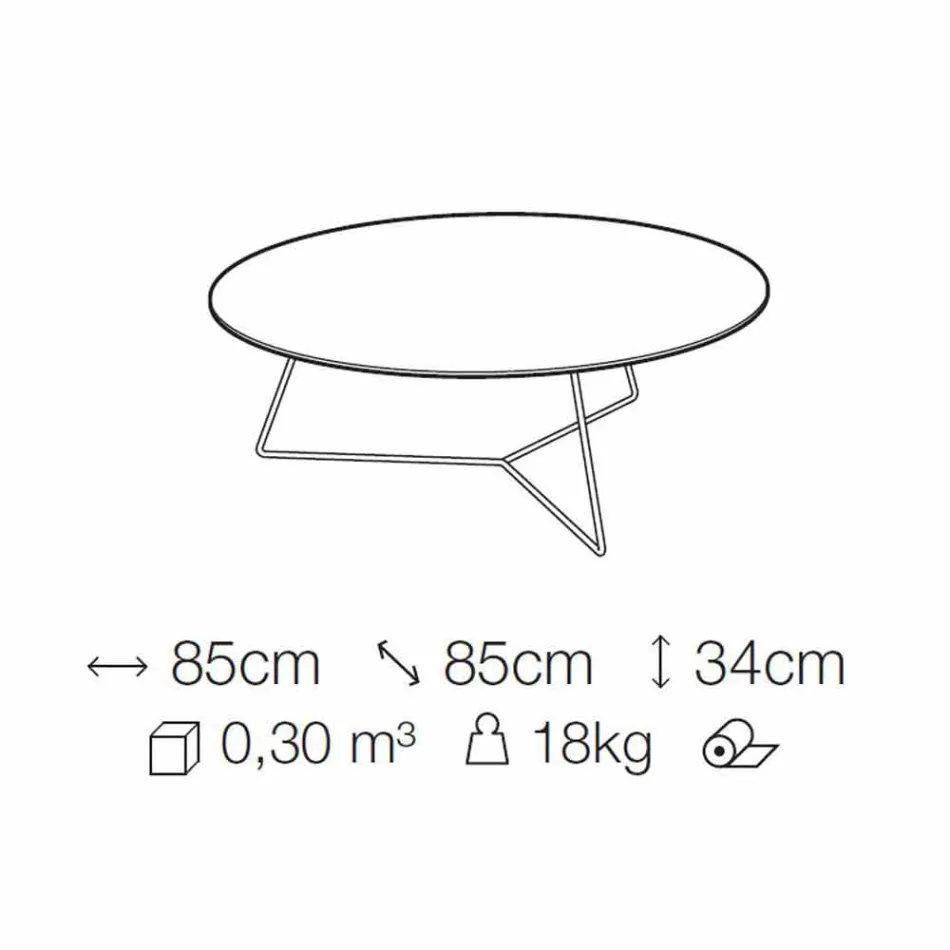 Coffee Table with Round Marble Top and Metal Base Made in Italy - Gin Viadurini