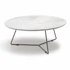 Coffee Table with Round Marble Top and Metal Base Made in Italy - Gin Viadurini