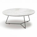 Coffee Table with Round Marble Top and Metal Base Made in Italy - Gin