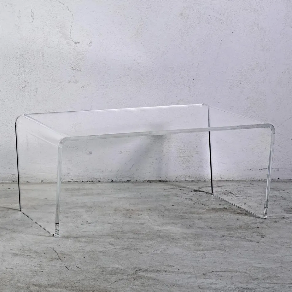 Coffee Table in Transparent Acrylic Crystal Hand Folded - Crosto Viadurini