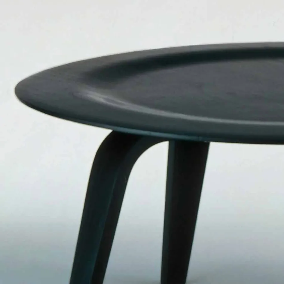 Coffee Table in Black Stained Ash with Round Top Made in Italy - Cariddi Viadurini