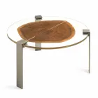 Coffee Table in Wood and Steel with Metal Legs Made in Italy - Damascus Viadurini