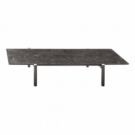 Metal Coffee Table with Marble Top, Precious Made in Italy - Ginseng Viadurini