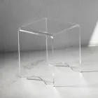 Coffee Table Stool Crystal Transparent Acrylic Minimal Italian - Plarco Viadurini