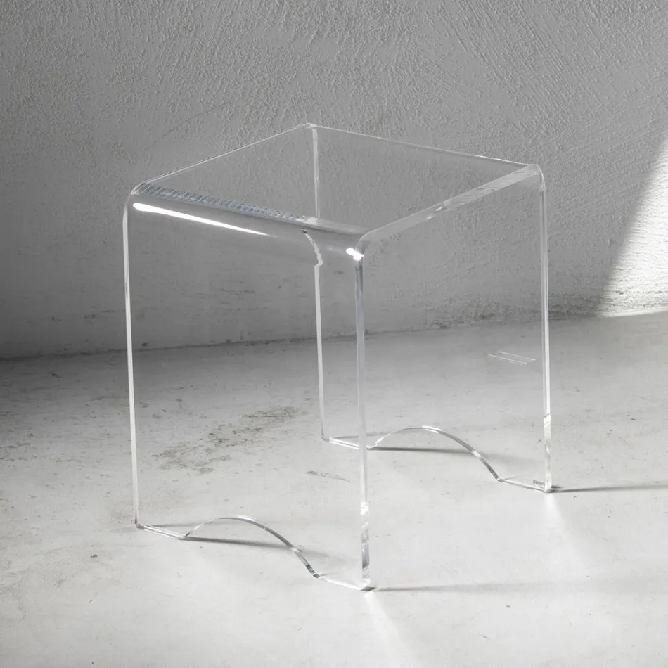 Coffee Table Stool Crystal Transparent Acrylic Minimal Italian - Plarco Viadurini