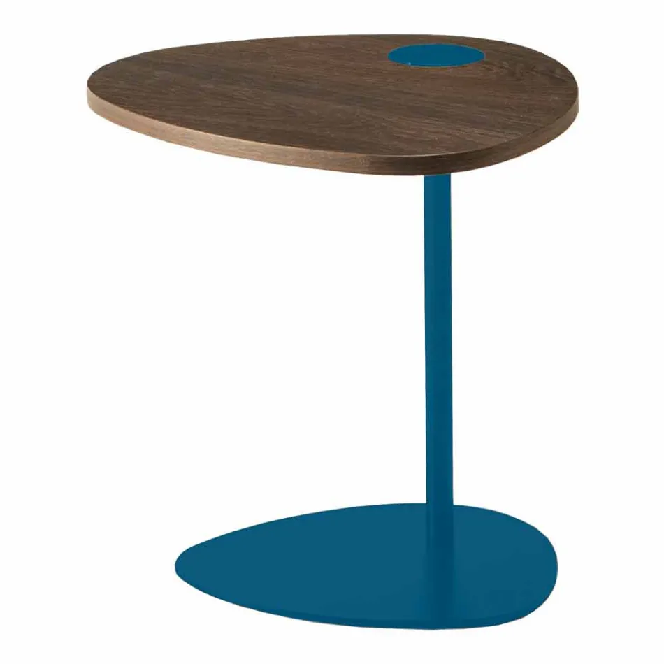 Living Room Coffee Table in Metal and Wooden Top, Luxury Design - Yassine Viadurini