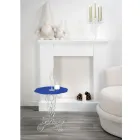 Round blue coffee table, diameter 36 cm, modern design Janis, made in Italy Viadurini